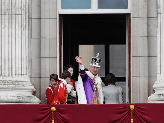 King Charles III on the balcony of Buckingham Palace, London, following the coronation.