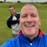 Alan Tait, pictured with his playing partner on the day James McGhee, carded a four-under-par 54 at Longniddry in the 'Get Back to Tour' event