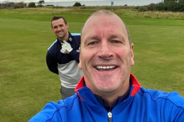 Alan Tait, pictured with his playing partner on the day James McGhee, carded a four-under-par 54 at Longniddry in the 'Get Back to Tour' event