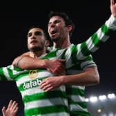 Liel Abada celebrates making it 3-0 during a cinch Premiership match between Celtic and Rangers at Celtic Park, on February 2, 2022. (Photo by Rob Casey / SNS Group)