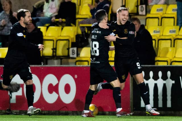 Bruce Anderson, far right, scored twice for Livingston.