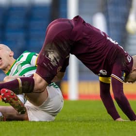 The incident that sparked debate as Steven Naismith clashes with Scott Brown during the Scottish Cup final at Hampden (Photo by Craig Williamson / SNS Group)