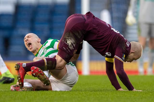 The incident that sparked debate as Steven Naismith clashes with Scott Brown during the Scottish Cup final at Hampden (Photo by Craig Williamson / SNS Group)