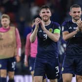 Scotland's Andy Robertson and John McGinn at full time after the 2-0 win over Georgia at Hampden in June. (Photo by Craig Williamson / SNS Group)