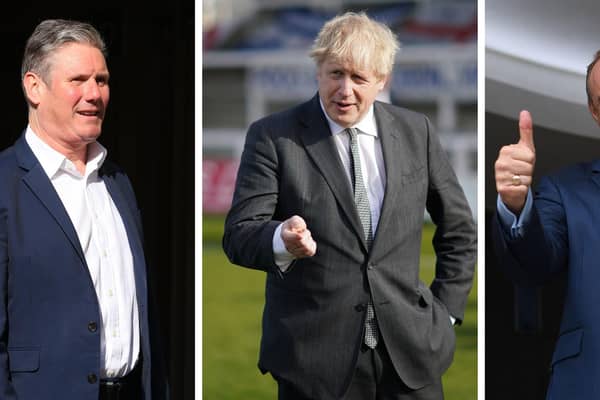 (From left) Labour leader Sir Keir Starmer, Prime Minister Boris Johnson and Liberal Democrat leader Sir Ed Davey. Picture: PA Wire