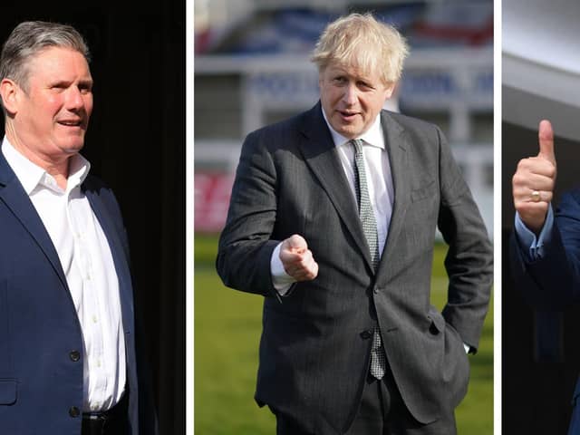 (From left) Labour leader Sir Keir Starmer, Prime Minister Boris Johnson and Liberal Democrat leader Sir Ed Davey. Picture: PA Wire