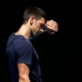 Novak Djokovic pictured during a practice session ahead of the 2022 Australian Open at Melbourne Park. (Photo by Darrian Traynor/Getty Images)