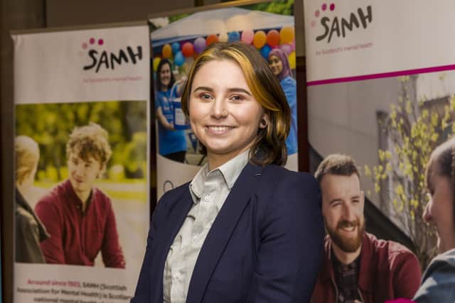 Kira Holliman, who has lived experience of suicide, urged people to speak out, start open conversations, and seek help. Picture: Iain McLean/SAMH