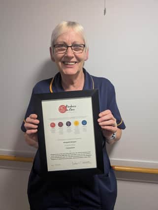 Deputy Home Manager, Margaret Morgan at HC-One Scotland’s The Beeches Care Home with her Kindness in Care Award