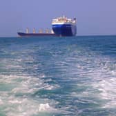 A picture taken during an organised tour by Yemen's Huthi rebels shows the Galaxy Leader cargo ship, seized by Huthi fighters in November. The group attacked another two cargo ships in the Red Sea today.