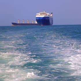 A picture taken during an organised tour by Yemen's Huthi rebels shows the Galaxy Leader cargo ship, seized by Huthi fighters in November. The group attacked another two cargo ships in the Red Sea today.