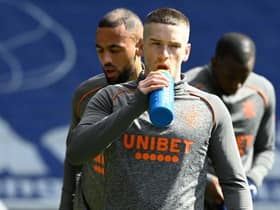 Rangers' Ryan Kent warms up during a Scottish Premiership match between Rangers and Hibernian at Ibrox. (Photo by Rob Casey / SNS Group)