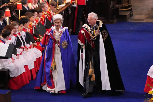 The Duke and Duchess of Gloucester at the coronation ceremony of King Charles III and Queen Camilla in Westminster Abbey