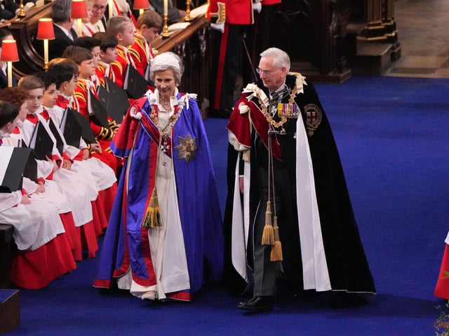 The Duke and Duchess of Gloucester at the coronation ceremony of King Charles III and Queen Camilla in Westminster Abbey