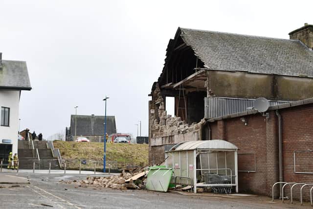 The gable end of the building in Stirling Street was completely destroyed. Pic: Michael Gillen