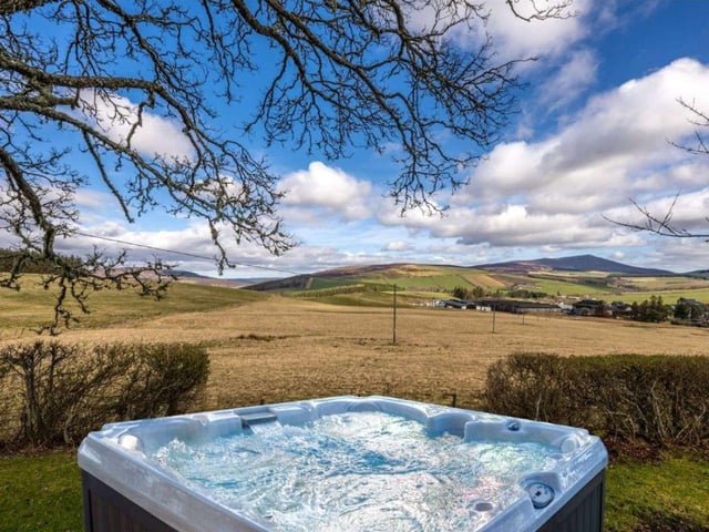 The property enjoys beautiful views over countryside to the Cairngorms National Park. The perfect vista to enjoy from the comfort of a hot tub.