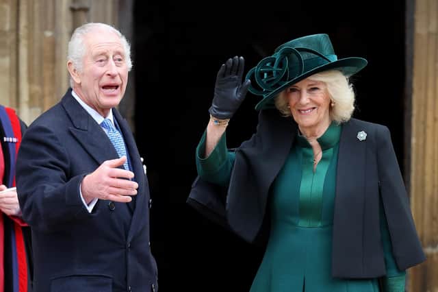 King Charles III and Queen Camilla attend the Easter Mattins Service at Windsor Castle. (Photo by Chris Jackson/Getty Images)