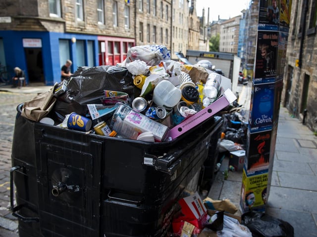 Bins are full and people have been urged to take their rubbish home with them