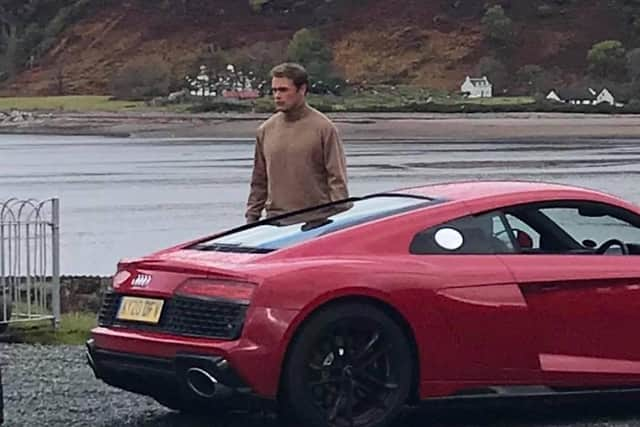 Outlander actor Sam Heughan pictured near Glenelg War Memorial on Tuesday during a photo shoot in the area picture: Trish Loli Brewster