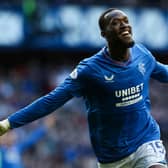 Rangers' Abdallah Sima celebrates as he scores to make it 3-0 against Hibs at Ibrox.