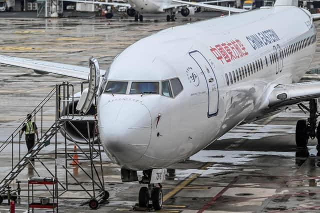 This file photo taken on May 29, 2020 shows a China Eastern Airlines Boeing 737-800 aircraft parked at the Tianhe Airport in Wuhan. Photo by HECTOR RETAMAL/AFP via Getty Images