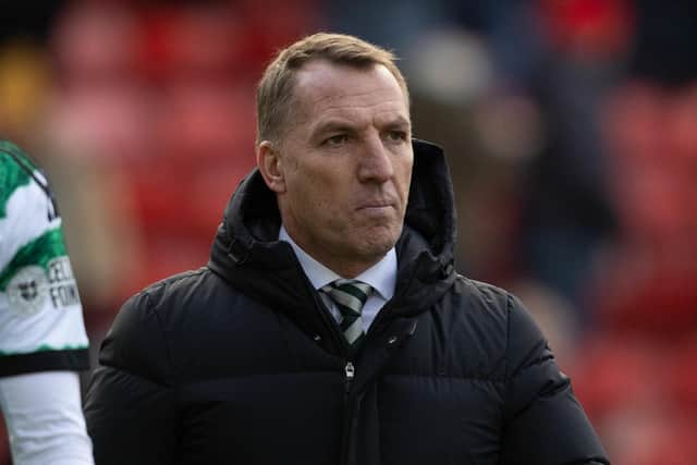 Celtic manager Brendan Rodgers at full-time following the 1-1 draw in Aberdeen. (Photo by Craig Foy / SNS Group)