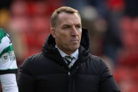 Celtic manager Brendan Rodgers at full-time following the 1-1 draw in Aberdeen. (Photo by Craig Foy / SNS Group)