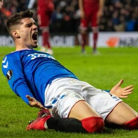 Ianis Hagi celebrates his winning goal in the first leg of Rangers' Europa League last 32 victory over Braga in February. (Photo by Alan Harvey / SNS Group)