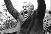 Frank Connor celebrates after Raith Rovers sealed promotion from the Second Division in 1987