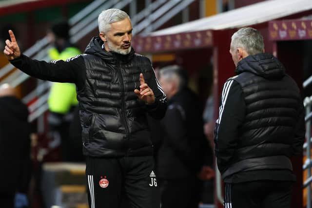 New Aberdeen manager Jim Goodwin during a cinch Premiership match against Motherwell.