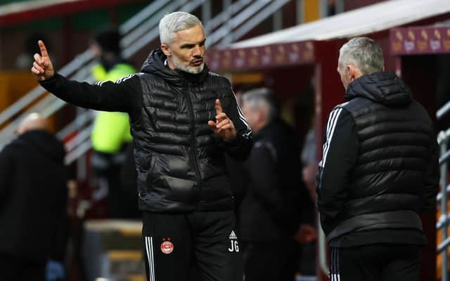 New Aberdeen manager Jim Goodwin during a cinch Premiership match against Motherwell.