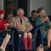 The Princess Royal, King Charles III and Queen Camilla during the Braemar Gathering highland games held a short distance from the royals' summer retreat at the Balmoral estate in Aberdeenshire. PIC:  Andrew Milligan/PA Wire.