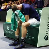 Andy Murray shows his emotion after leading Team GB to victory over Switzerland's Leandro Riedi in Manchester.