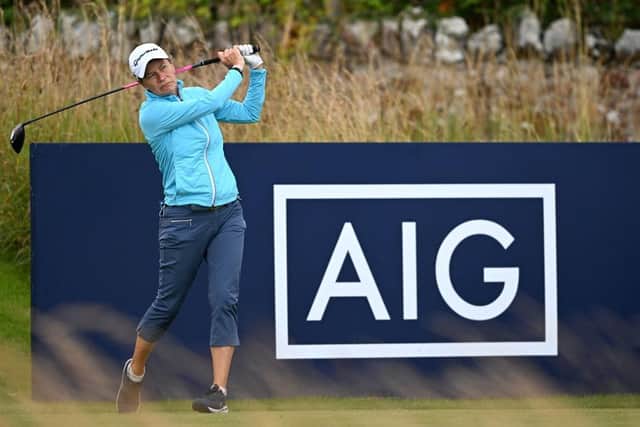 Catriona Matthew tees off on the second hole at Muirfield. Picture: Octavio Passos/Getty Images.