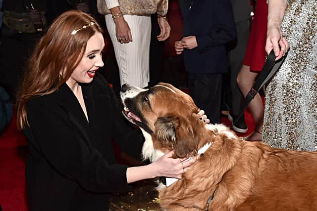 Karen Gillan with The Call of the Wild co-star Buckley.