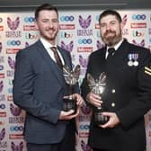 David Groves (right) and Alex Harvey with their Outstanding Bravery awards at the Pride of Britain Awards held at The Grosvenor House Hotel, London.