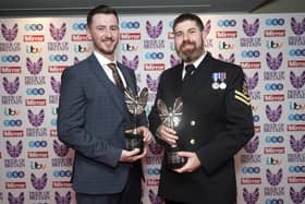 David Groves (right) and Alex Harvey with their Outstanding Bravery awards at the Pride of Britain Awards held at The Grosvenor House Hotel, London.