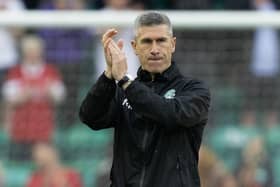 Hibs manager Nick Montgomery after the 4-0 defeat to Aberdeen that signalled the end of his tenure. (Photo by Ross Parker / SNS Group)
