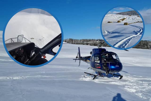 Murray Graham used his helicopter to help farmers deliver food to their sheep in the snow picture: Murray Graham