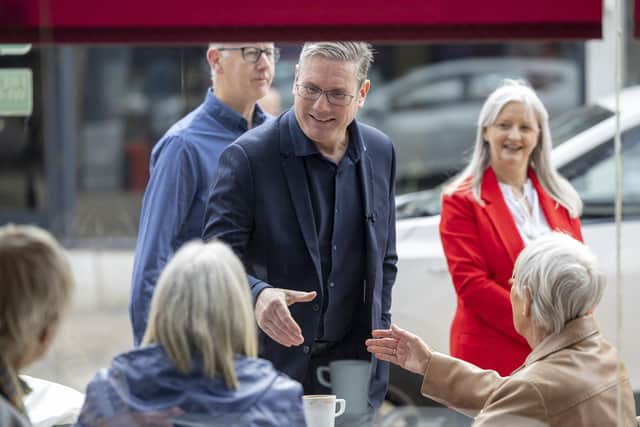 Keir Starmer with Labour candidate Wilma Brown during a visit to Kirkcaldy High Street. Picture: Robert Perry/Getty Images