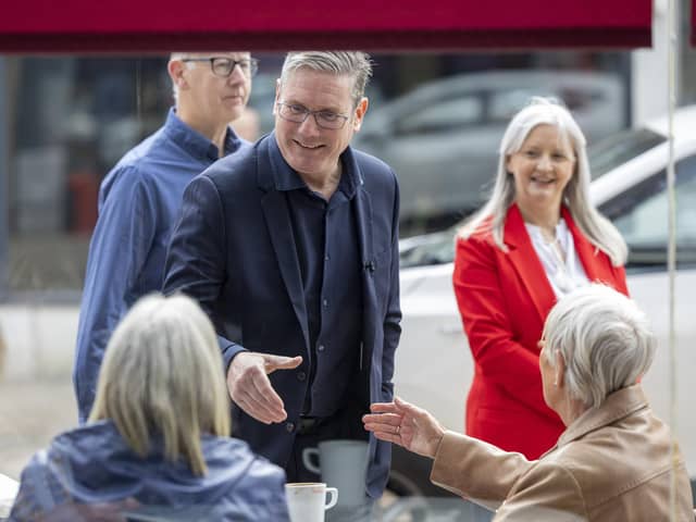 Keir Starmer with Labour candidate Wilma Brown during a visit to Kirkcaldy High Street. Picture: Robert Perry/Getty Images