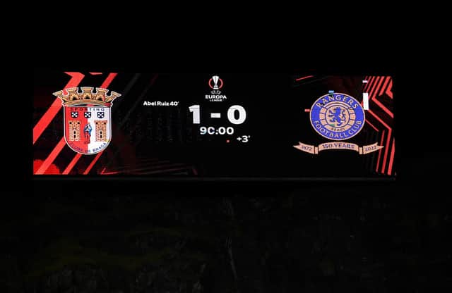 Rangers must overturn a 1-0 deficit in the second leg of their Europa League quarter-final tie at Ibrox next week after Abel Ruiz scored the only goal of the game for Braga in Portugal on Thursday night. (Photo by Octavio Passos/Getty Images)
