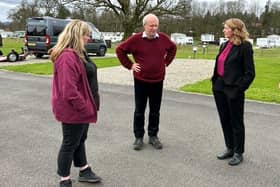 Evelyn Tweed MSP (right) with Michael Buchanan of the Cambusmore Estate and park manager Natalie Turner