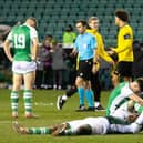 The Hibs players were left floored by Dortmund's late winner at Easter Road.