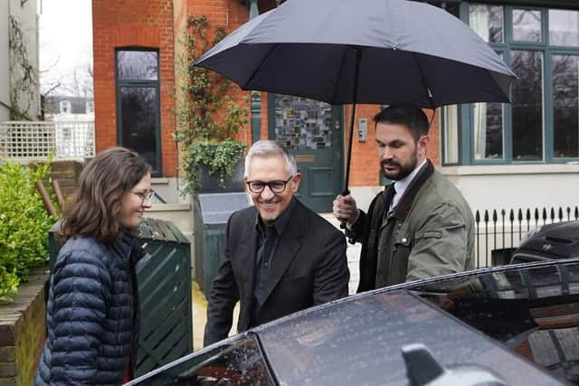 Match Of The Day host Gary Lineker leaves his home in London following reports that the BBC is to have a "frank conversation" with the ex-England striker after Home Secretary Suella Braverman branded as "irresponsible" the TV presenter's comments in which he compared the language used to launch the Government's new asylum policy to 1930s Germany. Picture date: Thursday March 9, 2023. PA Photo. James Manning/PA Wire