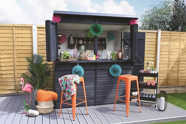 A Forest Wooden Garden bar … converting an outside space into a home bar could be cheaper than making other structural changes to your home
Image: Forestgarden.co.uk