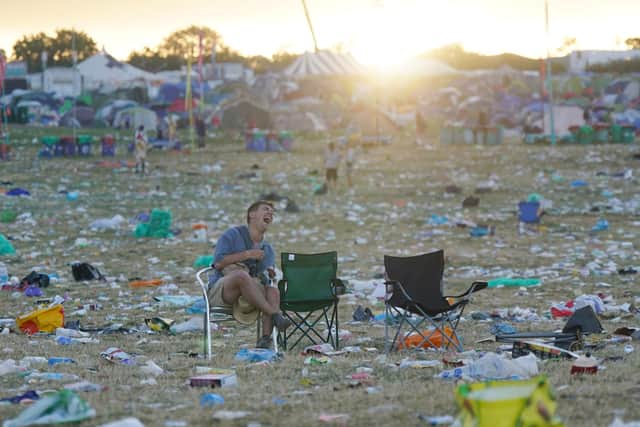 People seen leaving the Glastonbury Festival at Worthy Farm in Somerset. Picture: Yui Mok/PA Wire