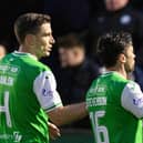 Hibs' Paul Hanlon, left, and Lewis Stevenson, right, are both out of contract at the end of the season.