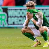 Hibs' Sylvester Jasper despairs after the goalless draw with St Johnstone. (Photo by Ross Parker / SNS Group)