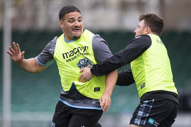 Sione Tuipulotu will link up with Sam Johnson in the Glasgow Warriors midfield. (Photo by Ross MacDonald / SNS Group)